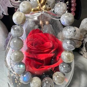 10mm Labradorite Beautiful Flash Beaded Bracelet 6.5” Natural Crystal Quartz